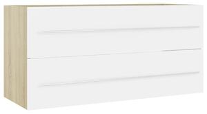 Dulap de chiuvetă, alb și stejar Sonoma, 100x38,5x48 cm, PAL