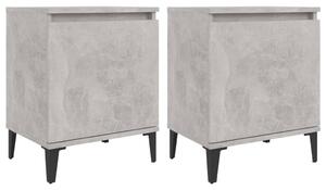 Noptiere cu picioare din metal, 2 buc, gri beton, 40x30x50 cm