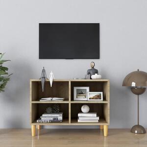 Comodă TV, picioare lemn masiv, stejar sonoma, 69,5x30x50 cm