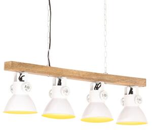 Lampă suspendată industrială, alb, lemn de mango, E27