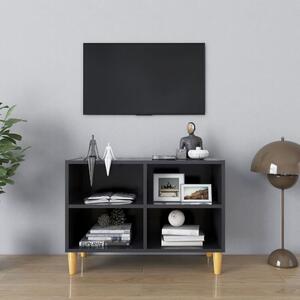 Comodă TV, picioare lemn masiv, gri, 69,5x30x50 cm