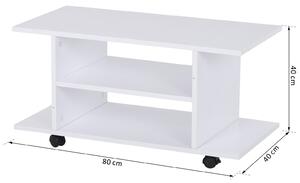 HomCom, comoda TV din lemn cu roti, 80x40x40cm, alb | Aosom Ro