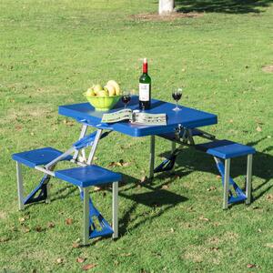Masuta de picnic Outsunny, pliabila, aluminiu si plastic, 4 scaune, Albastru deschis | Aosom RO