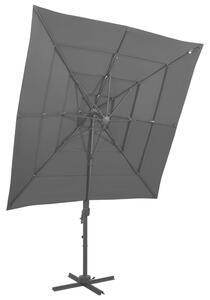 Umbrelă de soare 4 niveluri, stâlp aluminiu antracit 250x250 cm