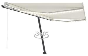 Copertină automată cu senzor vânt & LED, crem, 400x300 cm