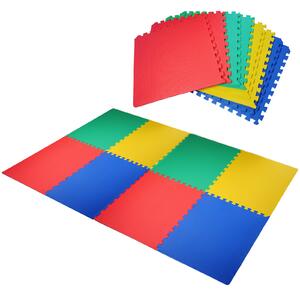 HomCom Covor joacă Copii 60x60cm - Set 8 Bucăți, Material Izolant, Rezistent la Umiditate, Colorat