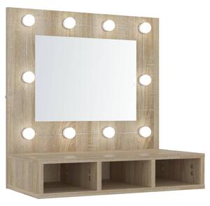 Dulap cu oglindă și LED, stejar sonoma, 60x31,5x62 cm