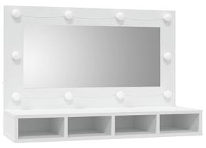 Dulap cu oglindă și LED, alb, 90x31,5x62 cm
