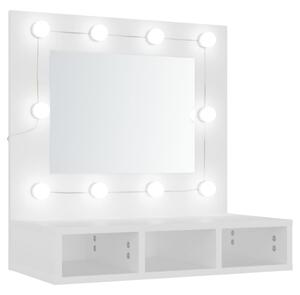 Dulap cu oglindă și LED, alb, 60x31,5x62 cm