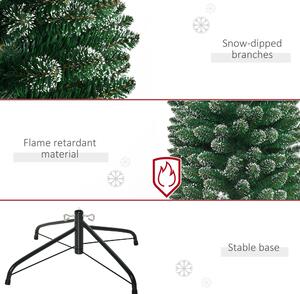 HOMCOM Brad de Craciun cu zapada artificiala, Brad verde cu baza detasabila, decoratiune de craciun, verde | AOSOM RO