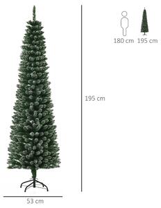 HOMCOM Brad de Craciun cu zapada artificiala, Brad verde cu baza detasabila, decoratiune de craciun, verde | AOSOM RO