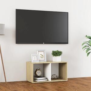 Comodă TV, alb și stejar sonoma, 72x35x36,5 cm, PAL