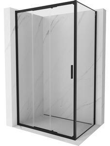 Mexen Exo, cabină de duș glisantă, ușă 80 cm + perete lateral 75 cm, sticlă transparentă, neagră, 8153-080-075-70-00