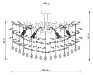 Globo 64138D1S - Lustru pe tijă QUEENA, 7xE14/40W/230V, finisaj argintiu
