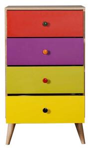 Comoda Adore Rainbow, 4 sertare, Multicolor/Sonoma, 60 x 104 x 45 cm