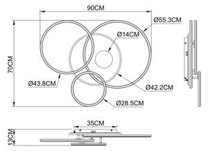 Globo 48466-54 - Plafonieră LED dimabilă INVERTINA 54W/230V 90x70 cm+telecomandă