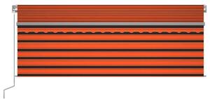 Copertină retractabilă manual stor&LED portocaliu&maro 4,5x3 m