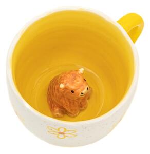 Cană galbenă-crem din porțelan 350 ml Surprise Highland Cow – Sass & Belle