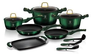 Set de vase de gătit cu suprafață din titan 14 buc. verde/negru BerlingerHaus