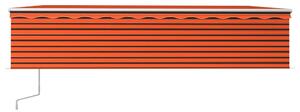 Copertină retractabilă automat cu stor, portocaliu&maro, 6x3 m