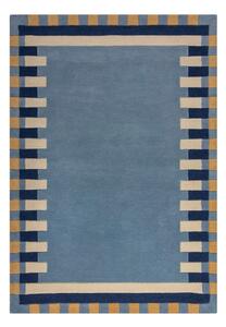 Covor albastru țesut manual din lână 120x170 cm Kai Wool Border – Flair Rugs