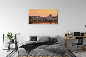 Tablouri canvas râu Roma Sunset poduri clădiri