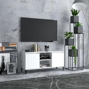 Comodă TV cu picioare metalice, alb, 103,5x35x50 cm