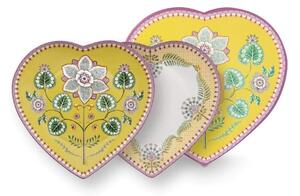 Set 2 farfurii, formă de inimă, Pip Studio, Yellow, 21.5 cm, colecția Lily & Lotus