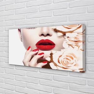 Tablouri canvas Trandafiri buzele rosii femeie