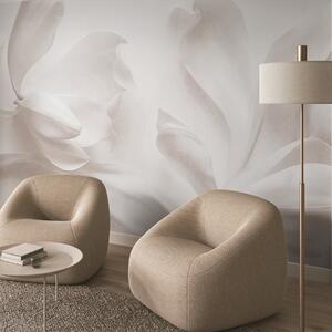 Tapet Flori de magnolie albe, cu textură și petale delicate, pe un fundal deschis, estompat, Fototapet 3D, Fototapet 3D Flori, w09771 : Uwalls.ro
