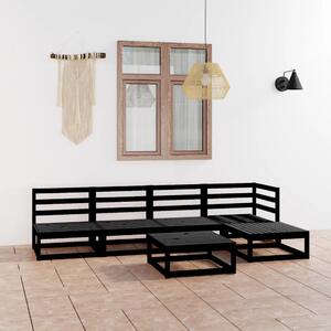 Set mobilier de grădină, 6 piese, negru, lemn masiv de pin