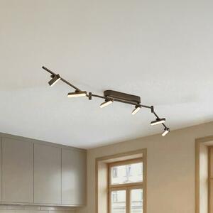 Lindby LED spot Eldrin, negru, 6 becuri, bandă de lumină, reglabil, Negru, Camera de zi / sufragerie, Metal, Modern