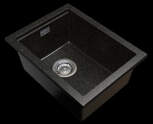 Gamma Decor 3850, chiuvetă granit cu 1 compartiment 380x500x207 mm, negru cu puncte aurii, GMA-ZLE000179