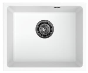 SINK Quality Chiuveta Quality Crypton 55, chiuveta granit bucatarie 460x375x205 mm + sifon negru, alb, SKQ-CRY.W.1KBO.55.XB