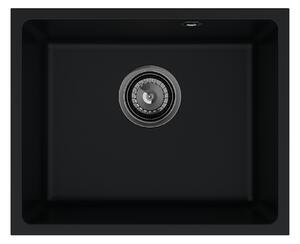 SINK Quality Chiuveta Quality Crypton 55, chiuveta granit bucatarie 460x375x205 mm + sifon negru, negru, SKQ-CRY.C.1KBO.55.XB