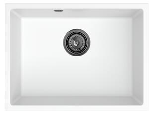 SINK Quality Chiuveta Quality Crypton 60, chiuveta granit bucatarie 535x400x205 mm + sifon negru, alb, SKQ-CRY.W.1KBO.60.XB