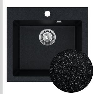 SINK Quality Chiuveta Quality Ferrum 50, chiuveta granit bucatarie 490x450x195 mm + sifon crom, brocart, SKQ-FER.B.1K50.X