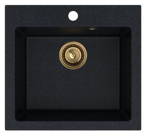 SINK Quality Chiuveta Quality Ferrum 50, chiuveta granit bucatarie 490x450x195 mm + sifon auriu, brocart, SKQ-FER.B.1K50.XG