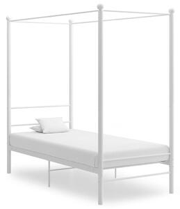 Cadru de pat cu baldachin, alb, 100x200 cm, metal