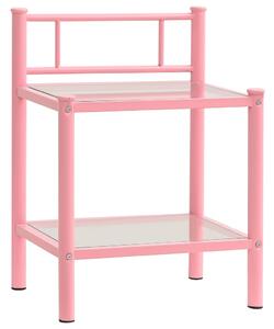 Noptieră, roz și transparent, 45x34,5x60,5 cm, metal și sticlă