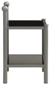 Noptieră, gri și negru, 45x34,5x60,5 cm, metal și sticlă
