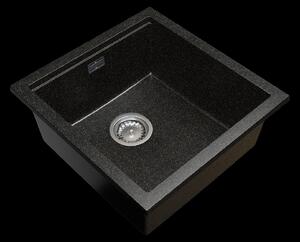 Gamma Decor 4850, chiuvetă granit cu 1 compartiment 480x500x215 mm, negru cu puncte aurii, GMA-ZLE000164