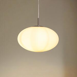 Lindby Lampă suspendată Sonika, Ø 40 cm, culoare nichel, sticlă, E27, reglabil, Alb, Camera de zi / sufragerie, Sticlă