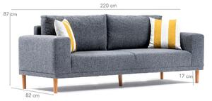 Canapea Fixa cu 3 Locuri Franz, 220 x 87 x 82 cm