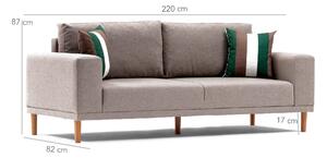 Canapea Fixa cu 3 Locuri Franz, 220 x 87 x 82 cm