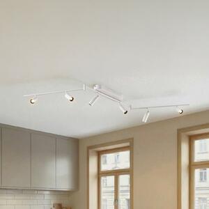 Lindby plafonieră LED Eldrin, 6 becuri, spoturi, alb, Alb, Camera de zi / sufragerie, Metal, Modern
