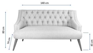 Canapea Fixa cu 2 Locuri Lamont, 140 x 74 x 80 cm
