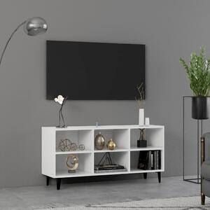 Comodă TV cu picioare metalice, alb, 103,5x30x50 cm