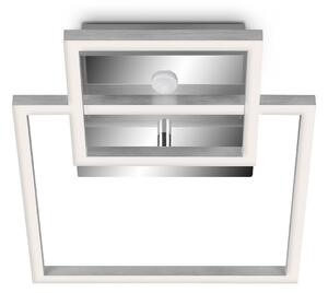 Telefunken Frame plafonieră LED cu senzor crom/alu 26x36cm, Metalic, Camera de zi / sufragerie, Metal, Modern, Plafon cu flacără multiplă