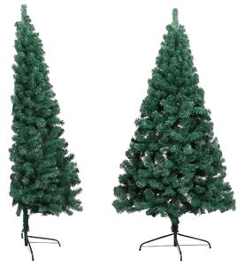 Jumătate brad Crăciun pre-iluminat cu suport verde 150 cm PVC